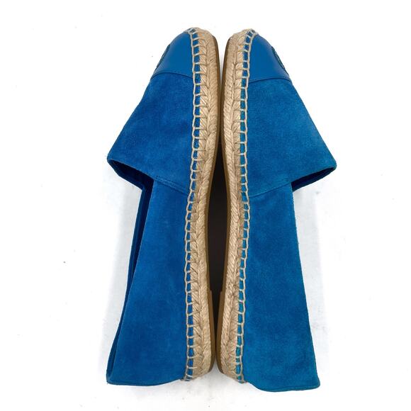 Tory Burch Suede Flat Espadrilles Cyan Blue Cap Toe Slip On Sz 8 - Picture 4 of 10